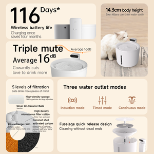 Fontanella d'Acqua per Animali Domestici da Interno Ecologica in ABS da 2,5L, Wireless, Intelligente, Automatica, Ricircolante con Pompa Silenziosa - Product Image 4