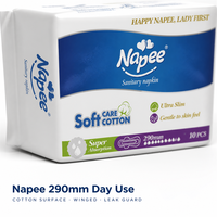 Serviette hygiénique ultra-fine Napee avec ailettes 290 mm pour usage diurne, protection anti-fuites, coton respirant, jetable, vente en gros OEM