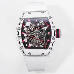 Nuevo Reloj Mecánico de Pulsera para Hombre Estilo RM 2025, Caja Blanca con Detalles Fluorescentes Rosas, Movimiento Visible, Lujoso y Deportivo - Product Image 1