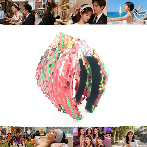 Conception populaire de luxe arc-en-ciel paillettes scintillantes personnalisé rouge or vert haut bandeau noué pour les femmes bandeau de <span class=keywords><strong>cheveux</strong></span> - Product Image 4