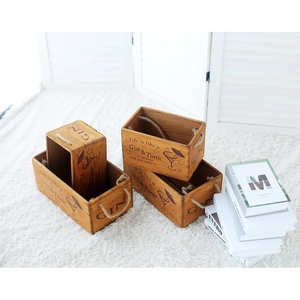 JUNJI Mộc Mạc Khai Hoang Gỗ Crate Hộp Gỗ Cổ Điển Rượu Vang Lưu Trữ Crate Hộp Quà Tặng Trang Trí Nội Thất Gỗ Lồng Thùng Thảo Mộc - Product Image 6