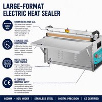 Scelleuse à bande en acier inoxydable XICANG XC-600 610 mm 6 m/min 1200 W, scellage continu de qualité alimentaire pour les boissons