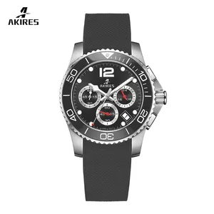 นาฬิกาข้อมือดีไซน์แบรนด์หรูสำหรับผู้ชาย,นาฬิกาข้อมือระบบกลไกกีฬาแนวธุรกิจสแตนเลสสตีลสีดำอัตโนมัติ