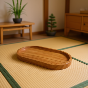 Elegante Vassoio Ovale in Legno Stile Giapponese, Pezzo Unico Naturale, Decorazione per la Casa, Artigianato - Product Image 2
