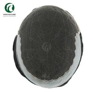 Q6-invisibile attaccatura dei capelli in pizzo e PU uomo Toupee indiano unità di capelli umani sistema di sostituzione dei capelli traspirante naturale per uomo - Product Image 4