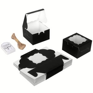 Wholesale Black Bakery Boxes 4x4x2.5 Inches Cookie Boxes Kraft Paper Black <b>Gift</b> <b>Box</b> for Pastries Cookies Pie Donuts Macaroon - Product Image 3