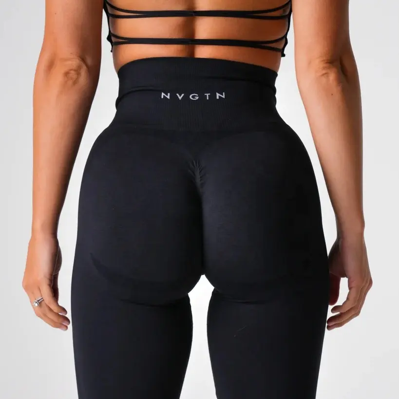NVGTN เลกกิ้งออกกำลังกายเสื้อผ้าออกกำลังกายแบบไม่มีรอยต่อเลกกิ้งเอวสูงออกกำลังกายสีดำ2.0สินค้าใหม่