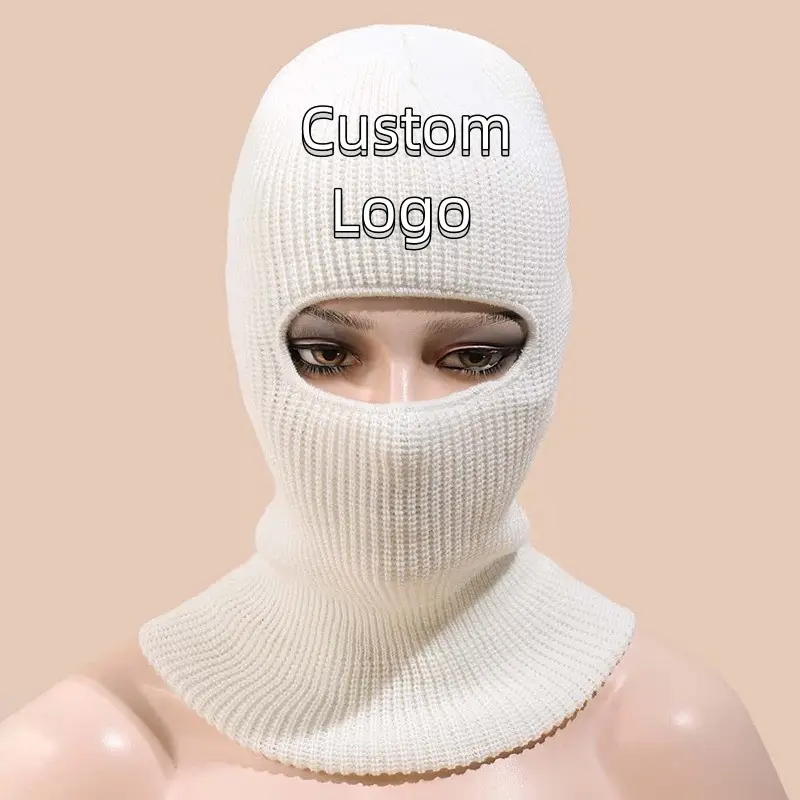Masque de ski tricoté avec un trou pour hommes et femmes, couverture complète du visage, cagoule, mode