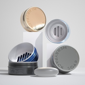 Boîte à savon en aluminium personnalisée en gros, ronde, avec couvercle à vis, pour voyage et usage domestique, avec plateau anti-goutte, gravure et couleur personnalisées - Product Image 1