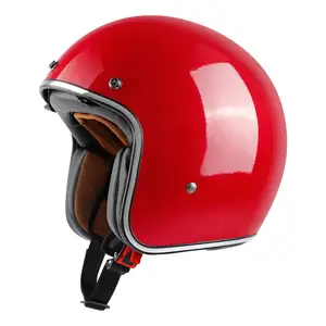 Red Vintage Open Face Motorcycle Vespa Helmet for Adult Women Men