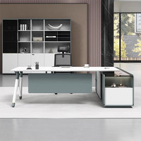 Chaise de bureau moderne en bois de luxe Liyu et ensemble de bureau et table de direction extensible en forme de L, mobilier commercial