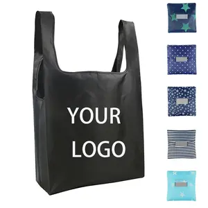 Eco Friendly Recycled Ripstop Nylon Waterproof Grocery Bags Folding Polyester Grocery Bags