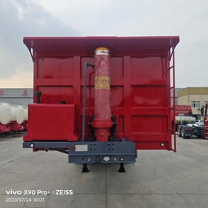 Remolque de volteo trasero rectangular de 3 ejes con sistema de descarga rápida, alta capacidad, construcción de acero, para residuos, precio de fábrica - Product Image 2