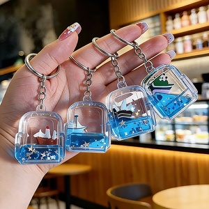 Meilleures ventes : Porte-clés et breloque de sac en acrylique, motif bateau de dessin animé sur <span class=keywords><strong>le</strong></span> thème de l'océan, avec bouteille à sable mouvant à l'huile et tasse de thé au lait - Product Image 2