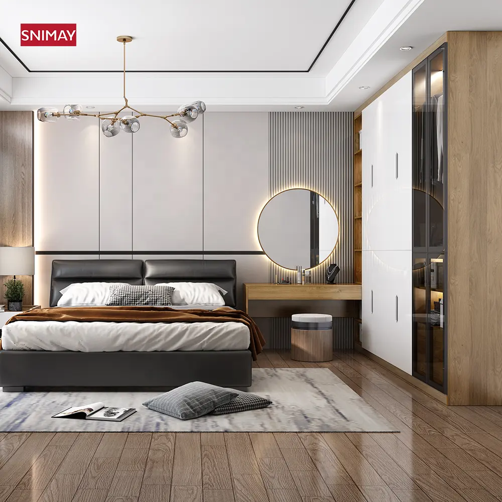 Yeni tasarım özelleştirilmiş çift kapı yatak odası mobilyası avustralya tasarım dolap