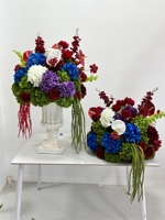 Centro de Mesa Floral de Seda Rojo, Azul y Morado, Arreglo de Flores Artificiales, Centros de Mesa para Bodas, Decoración para Banquetes de Hotel, Personalizado
