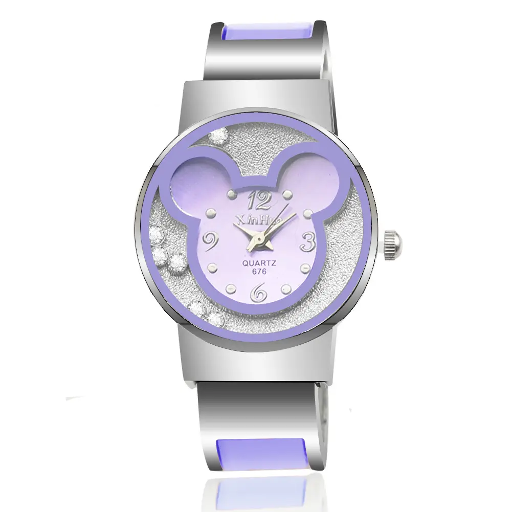 Relógio de Forma das mulheres Meninas Pulseira Relógio Da Liga Relógio Selvagem Mickey Relógio De Quartzo