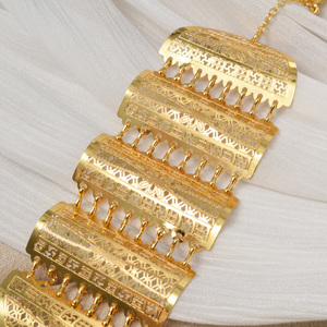 Zeadear SY-H435 Accessoires Bijoux Bracelet Fleur Géométrique en Cuivre Plaqué Or 18 carats pour Femmes Ethniques du Moyen-Orient - Product Image 4