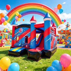 Château gonflable avec toboggan, thème spatial rouge et bleu, château gonflable commercial pour les fêtes <span class=keywords><strong>d</strong></span>'enfants, location pour événements - Product Image 6