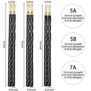 Bacchette per Batteria MUSO in Hickory, Vendita all'Ingrosso, Colorate, Modello 5A/7A, in Acero, Logo Personalizzato, Set Leggero in Legno per Rock, <span class=keywords><strong>Jazz</strong></span>, Pop, 1000 Pezzi - Product Image 6