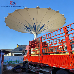 電動格納式ヘビーデューティーサンシェード傘 PVC製リモコン付きUVカット 6m投影 フリースタンディング屋外オーニング - Product Image 2