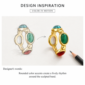Gold Plated Cocktail <b>Ring</b> With <b>Turquoise</b> Green And Red Stones Bohemia Style Party Jewelry Unisex Gift - Product Image 2