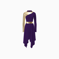 Robe longue de danse de louange populaire pour adulte, à manches longues métalliques, tenue de scène lyrique pour femme, robe de performance de danse