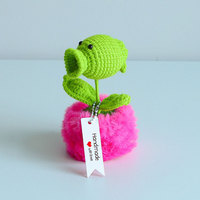 Tricoté à la main laine Crochet pois tireur élégant bureau en pot plante ornement décoratif fleur plante pour bureau ou maison