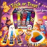 Bonbons liquides à presser en forme de crâne d'Halloween – Saveur de fruits personnalisée, multicolores, certifiés Halal, amusants pour le jeu de la citrouille, gommes YK
