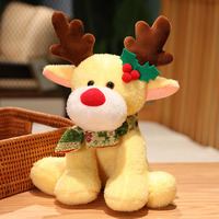 Peluche de renne de Noël en tissu doux, six couleurs assorties, avec écharpe et houx, jouet anti-stress, vente en gros