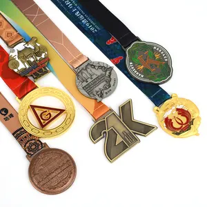 Wholesale Cheap Price Customized Logo Sports Metal Medal Sports Medals And Ribbons Sporting Blank Medals And Trophy