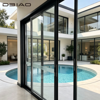 Puerta Corredera de Aluminio con Marco Delgado DBIAO, con Drenaje Oculto y Rodillos Silenciosos, Puerta Exterior Moderna para Garaje