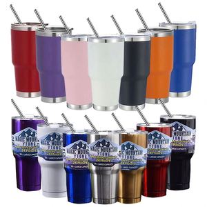 Cadeaux promotionnels 30oz. Gobelets sans pied en acier inoxydable de marque avec paille pour la bière - Product Image 1