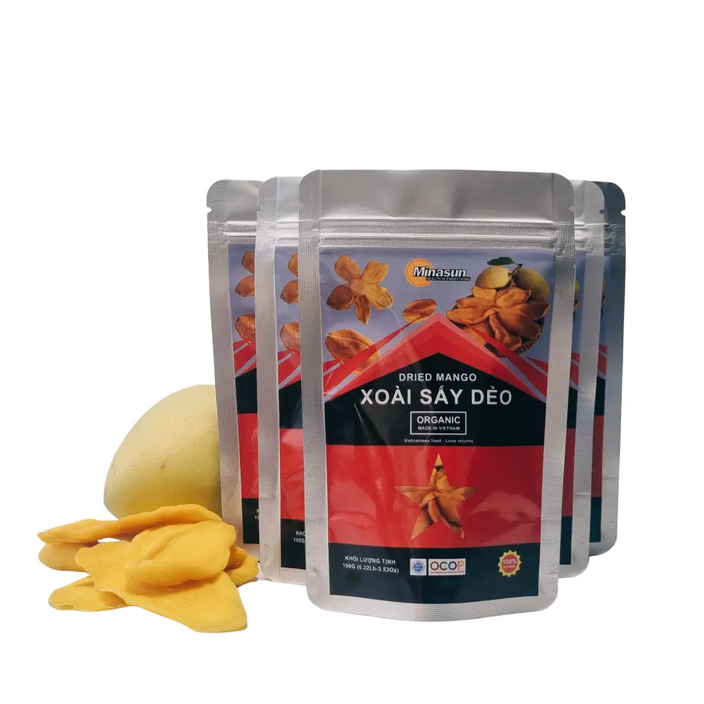 Topkwaliteit Gedroogde Mango Goede Prijs Lage Moq Vers Fruit Vitamine Voeding Geel Zoet Zuur Heerlijk Aangepaste Logo Pakket