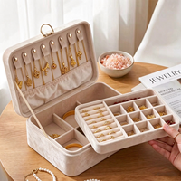 Boîte à bijoux de luxe à 2 étages avec serrure, grande capacité, organiseur de bijoux, boîte de rangement doublée de velours