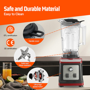 <b>Blender</b> 4 Liter Large Capacity Dual Use Commercial Smoothie Pulverizer <b>Milkshake</b> Maker Silver Red - Product Image 3