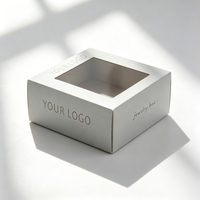 Boîte à bijoux en carton avec tiroir coulissant et logo personnalisé, pour boucles d'oreilles, bagues, colliers, montres, avec fenêtre en PET