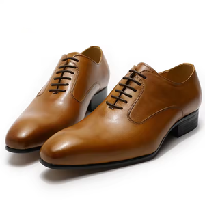 Chaussures Oxford de luxe pour hommes, blanches, noires, brunes, formelles, à lacets, bout pointu, en cuir, plates, pour le bureau, les mariages - Product Image 3