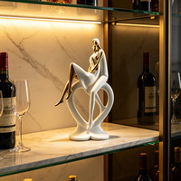 SWAITE Sculpture en résine blanc-or moderne et minimaliste, style luxe léger, base en forme de cœur, décoration d'intérieur pour salon
