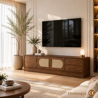 Console TV en bois massif, panneau de qualité ENF, tressé à la main, avec tiroirs pour salon, OEM ODM Direct