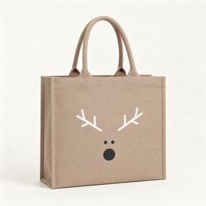 <span class=keywords><strong>Sac</strong></span> fourre-tout de Noël en toile de coton lavable, style nordique minimaliste, avec motif de renne, de bois de cerf et de flocon de neige, style hiver et fêtes - Product Image 1
