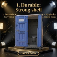 Toilettes mobiles, cabine de toilettes portable d'extérieur avec évier et éclairage pour chantier de construction, camping