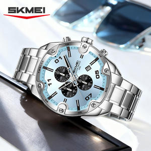 Montre chronographe à quartz personnalisée pour homme, bracelet en acier inoxydable, grand cadran à trois aiguilles, logo OEM personnalisé, cadeau de luxe - Product Image 2