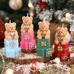<b>Bear</b> On Gift Box Scented Candle <b>Cute</b> Heart Teddy <b>Bear</b> Candle For Christmas Birthday Party Home Decor Holiday Gift - Product Image 1
