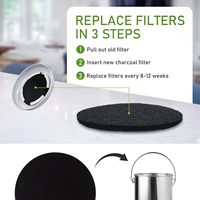 Filtres à charbon de bois pour poubelle à compost de cuisine, filtre à disque en carbone actif de remplacement pour seau à compost de comptoir