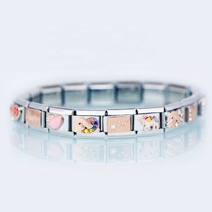 Eslabones clásicos de acero inoxidable, 9MM, placa de oro rosa, nudo, corazón, amor, muñeca, madre, <span class=keywords><strong>hija</strong></span>, brazalete, abalorio italiano - Product Image 1