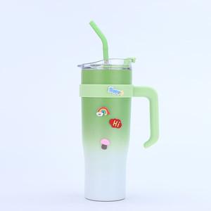 Gobelet isotherme de 40 oz avec poignée et paille en acier inoxydable - Gobelet à double paroi isolé sous vide - Product Image 2