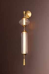 Lámpara de Pared Moderna para Hotel, Restaurante o Cocina, con Pantallas de Vidrio Transparente Acanalado <span class=keywords><strong>Fiorello</strong></span>, Base de Latón Macizo Antiguo - Product Image 5