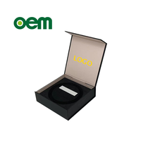 Portable livre-forme magnétique papier insérer cadeau emballage boîtes carton dur mat noir cuir ceinture hommes UV avantage artisanat