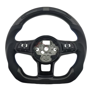Volant de direction en cuir perforé en fibre de carbone avec LED, pratique et en promotion, pour Volkswagen Golf 7.5 GTI - Product Image 1